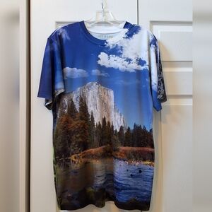 Get A Life, Men's Landscape Photo Print Graphic Tee - Blue Sky Mountain
